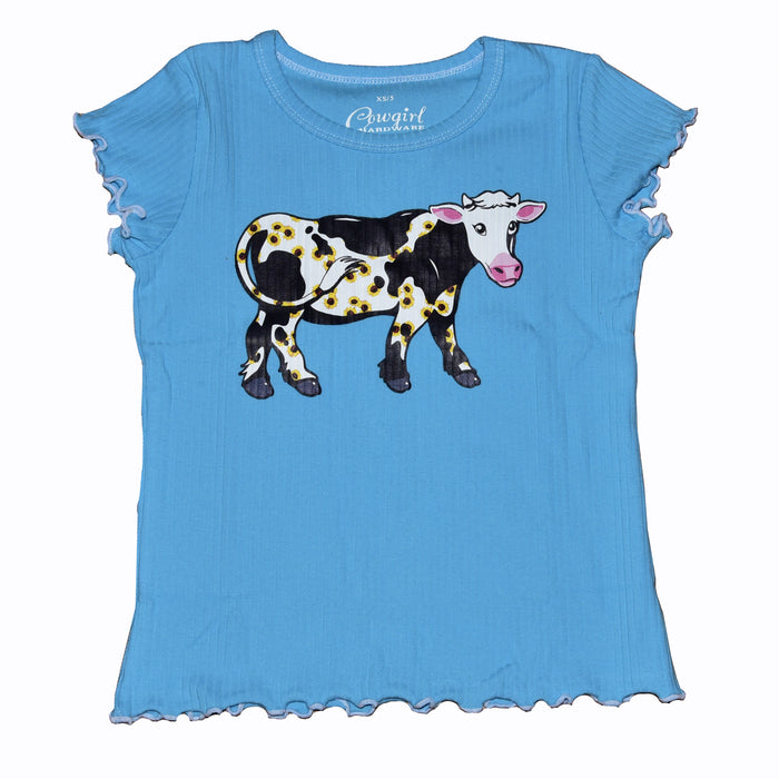 Infant & Toddler Girl CH "Sunflower Cow" Teal Short Sleeve Shirt from Cowboy Hardware