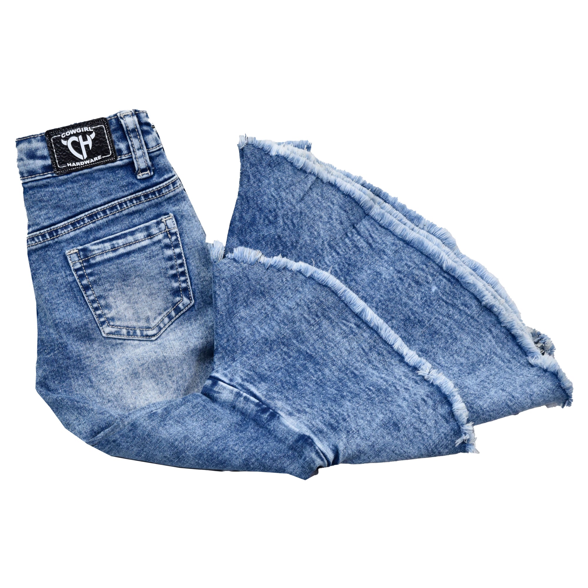 Infant & Toddler Girl's Light Washed "Double Ruffle" Bell Bottom Jeans from Cowboy Hardware