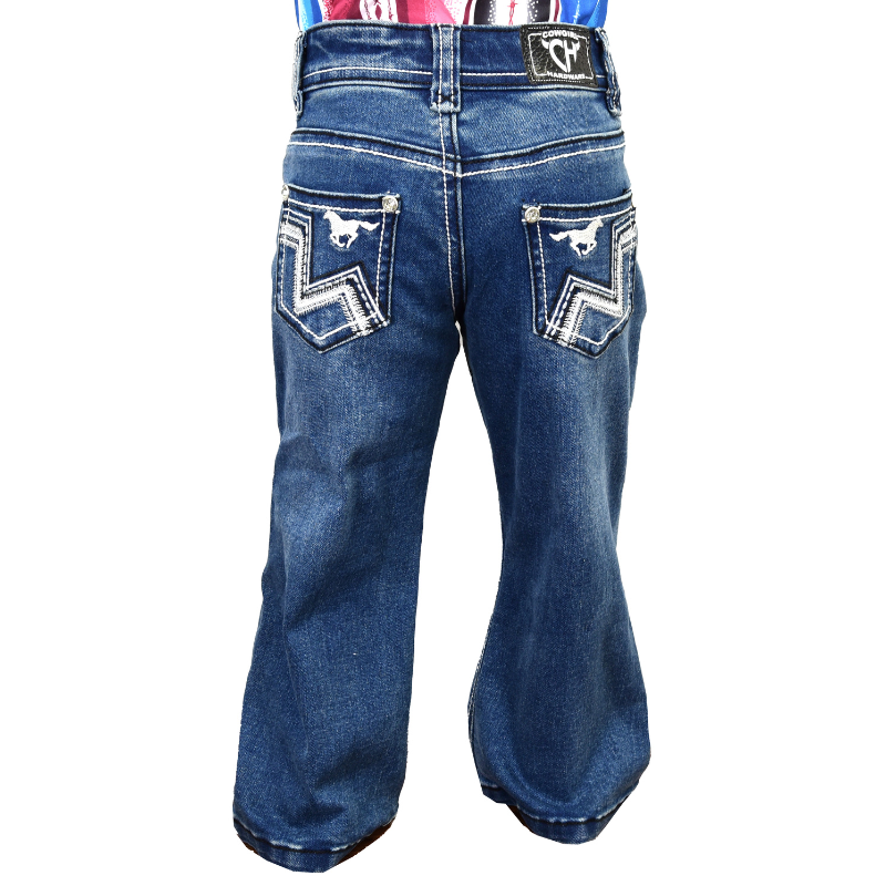 Infant & Toddler Girl's Medium Wash "Simple Peaks" Bootcut Jeans