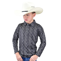 Infant/Toddler Boy's Black "Hombre Skull" Long Sleeve Polo Shirt from Cowboy Hardware
