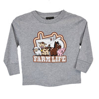 Infant/Toddler Boy's CH Heather Gray "Farm Life" Long Sleeve T-Shirt from Cowboy Hardware