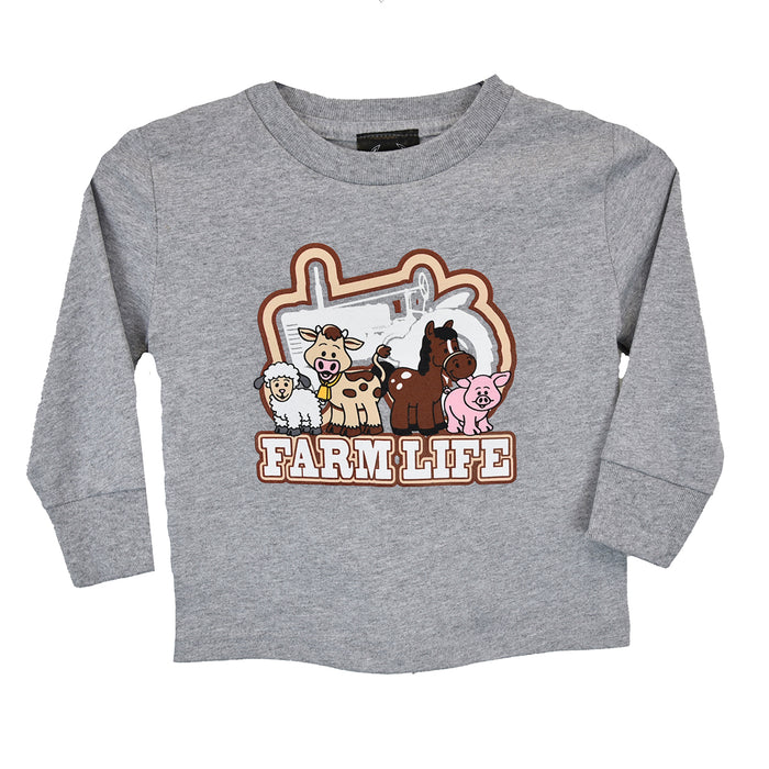 Infant/Toddler Boy's CH Heather Gray "Farm Life" Long Sleeve T-Shirt from Cowboy Hardware