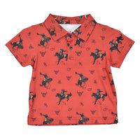 Infant/Toddler Boy's CH Red "Vintage Bronc" Short Sleeve Polo Shirt from Cowboy Hardware