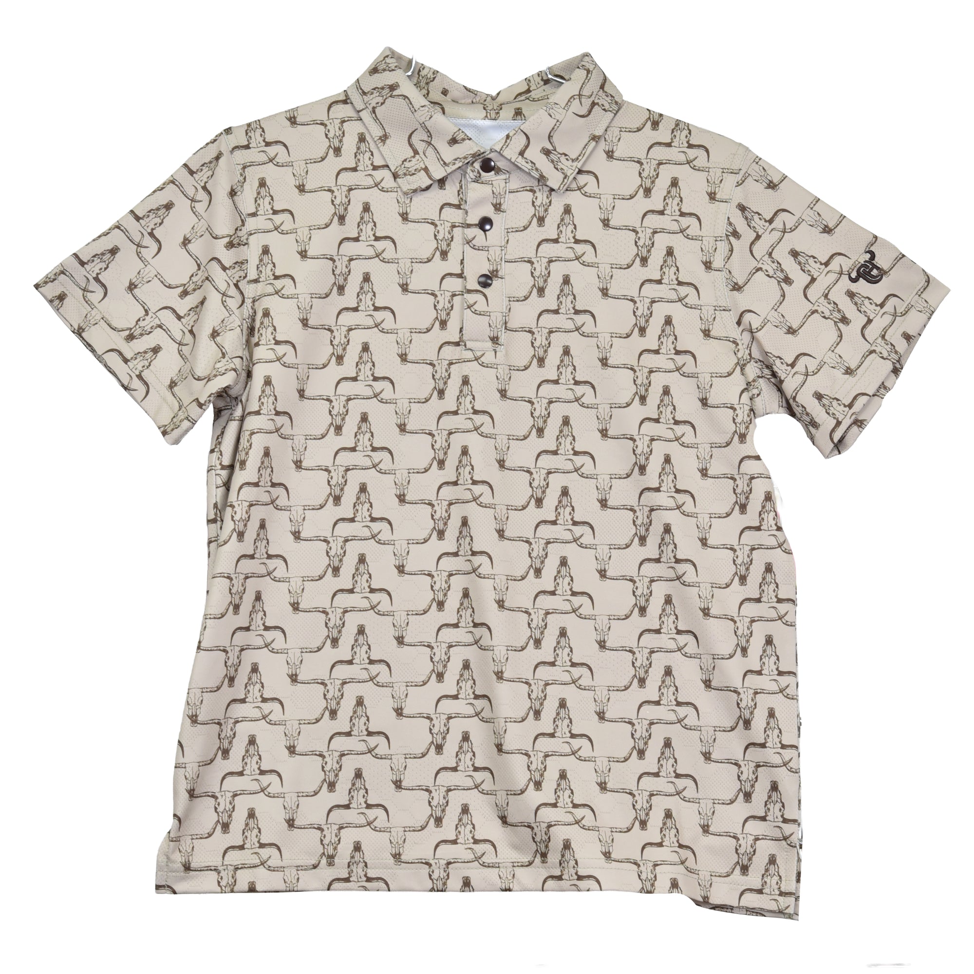 Infant/Toddler Boy's CH Tan "Hombre Skull" Short Sleeve Polo Shirt from Cowboy Hardware
