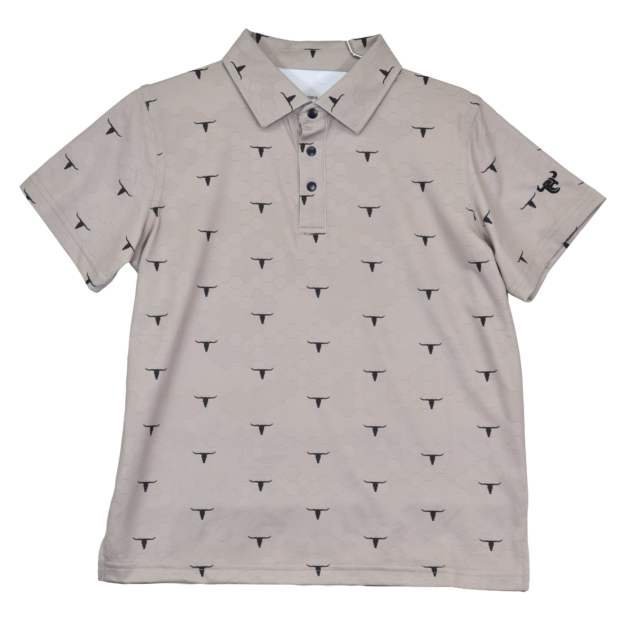 Infant/Toddler Boy's CH Tan "Skull Scatter" Short Sleeve Polo Shirt from Cowboy Hardware