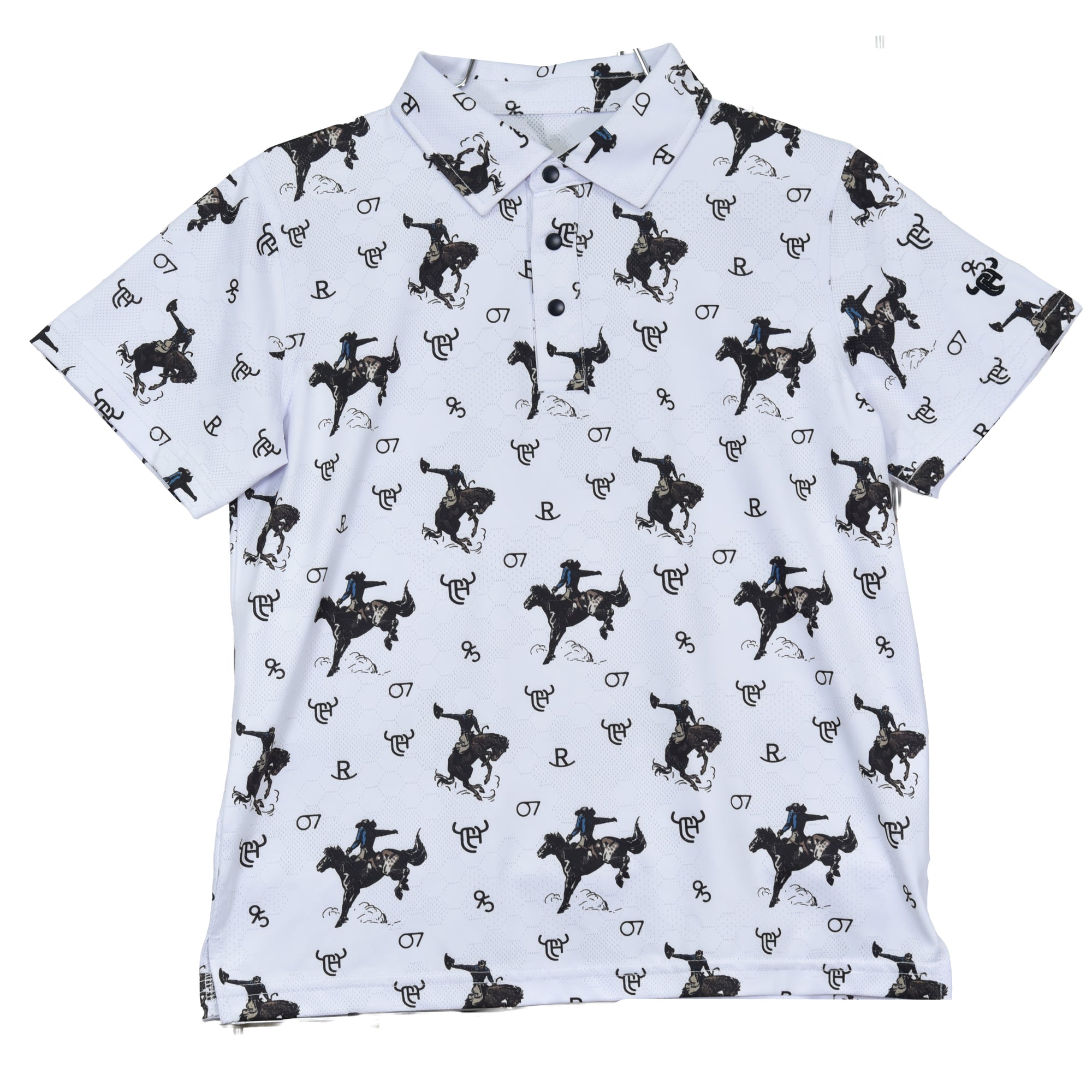 Infant/Toddler Boy's CH White "Vintage Bronc" Short Sleeve Polo Shirt from Cowboy Hardware