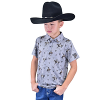 Infant/Toddler Boy's Gray "Vintage Bronc" Short Sleeve Polo Shirt from Cowboy Hardware