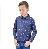 Infant/Toddler Boy's Navy Blue "Vintage Bronc" Long Sleeve Polo Shirt from Cowboy Hardware