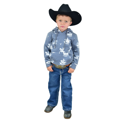 Infant/Toddler Boy's Slate Blue "Desert Bronc" Fleece Hoody from Cowboy Hardware