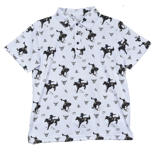 Infant/Toddler Boy's White "Vintage Bronc" Short Sleeve Polo Shirt from Cowboy Hardware