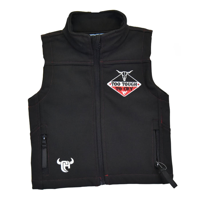 Infant/Toddler Boys "Too Tough to Cry" Black Poly Shell Vest from Cowboy Hardware