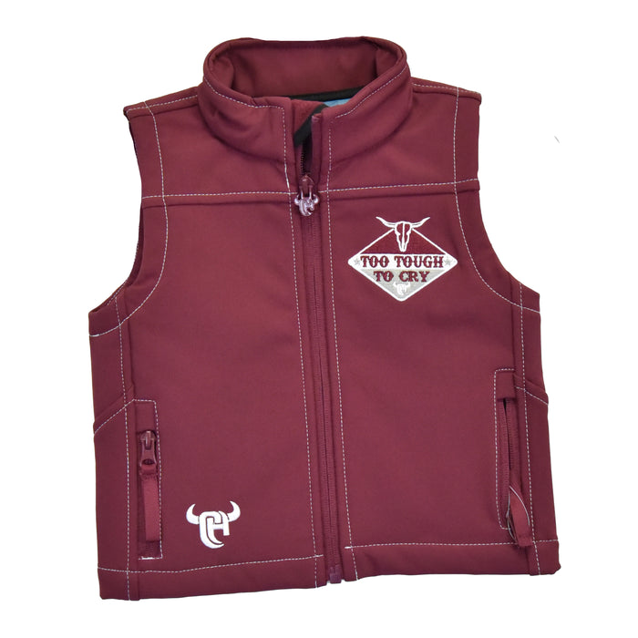 Infant/Toddler Boys "Too Tough to Cry" Maroon Poly Shell Vest from Cowboy Hardware