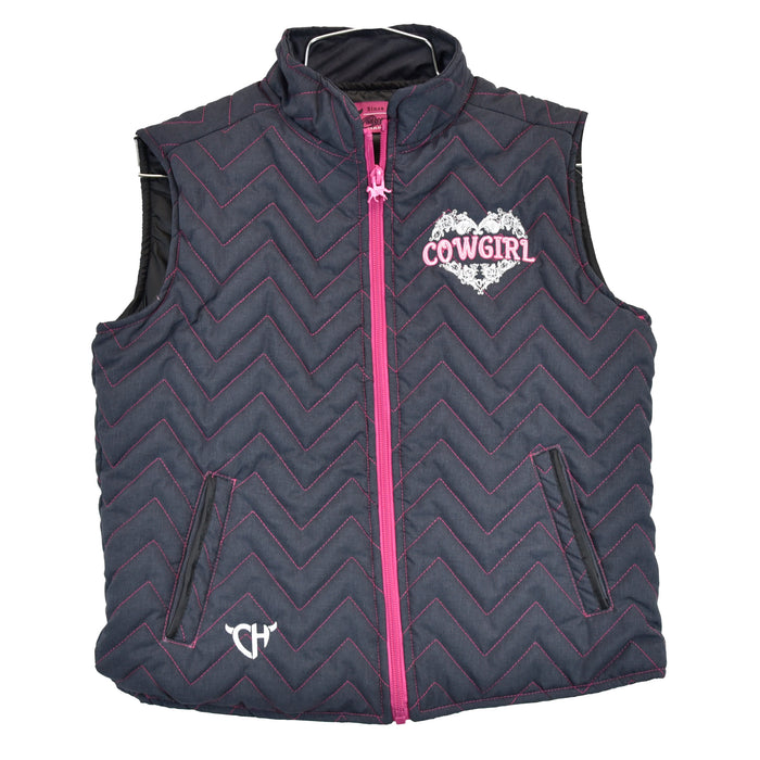 Infant/Toddler Girl's CH Black "Cowgirl Heart" Quilted Vest from Cowboy Hardware