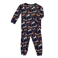 Infant/Toddler Girl's CH Black "Horse Flowers" Pajamas from Cowboy Hardware