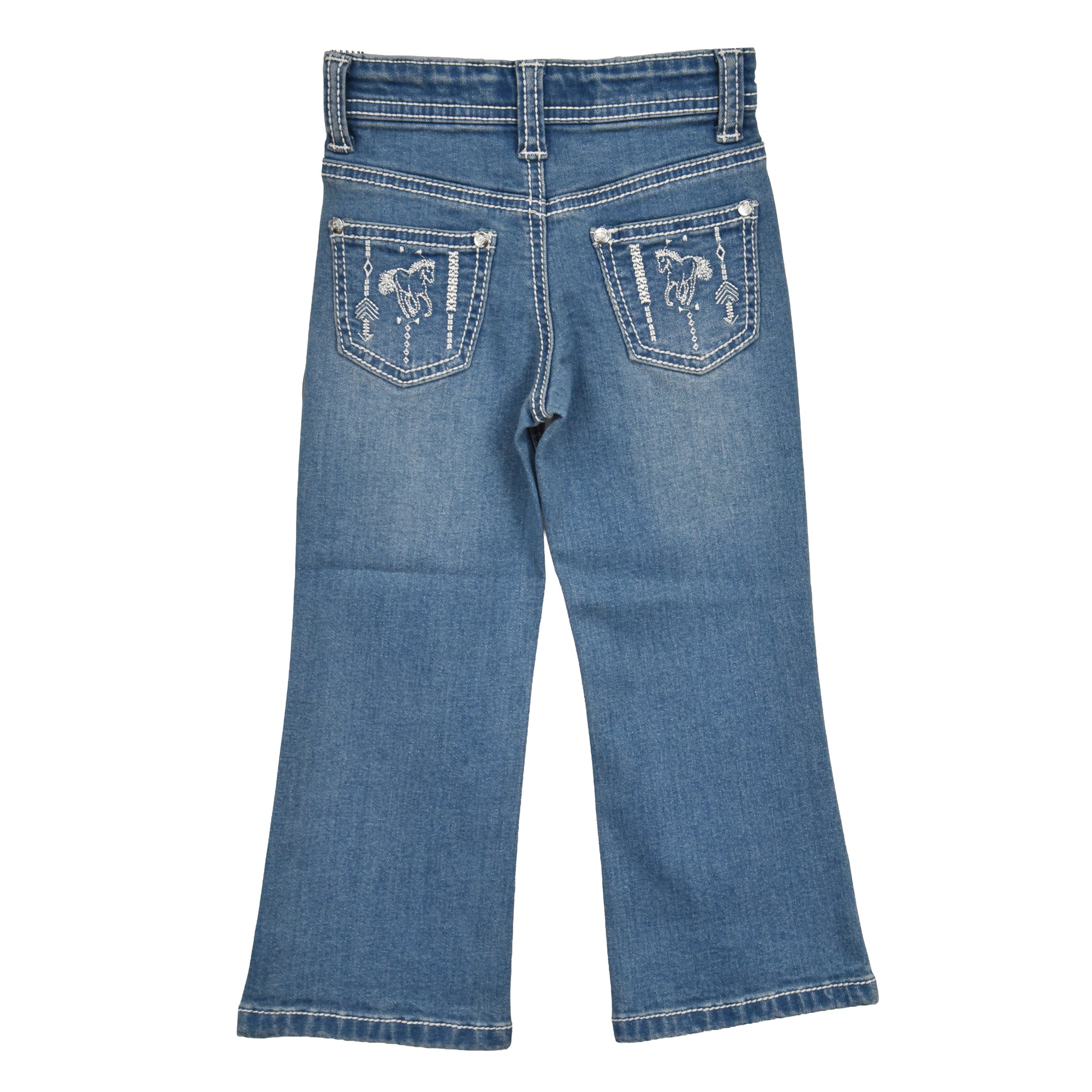 Infant/Toddler Girl's CH Medium Wash "Horse Aztec" Boot Cut Jeans from Cowboy Hardware
