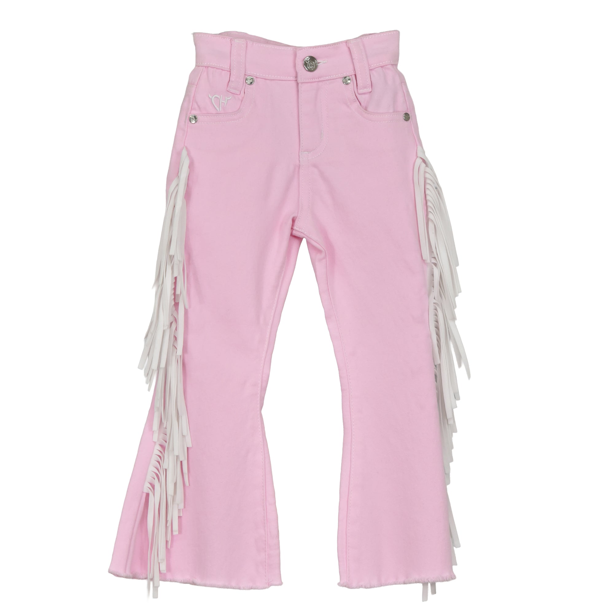 Infant/Toddler Girl's CH Pink "Full Side Fringe" Flare Leg Jeans from Cowboy Hardware