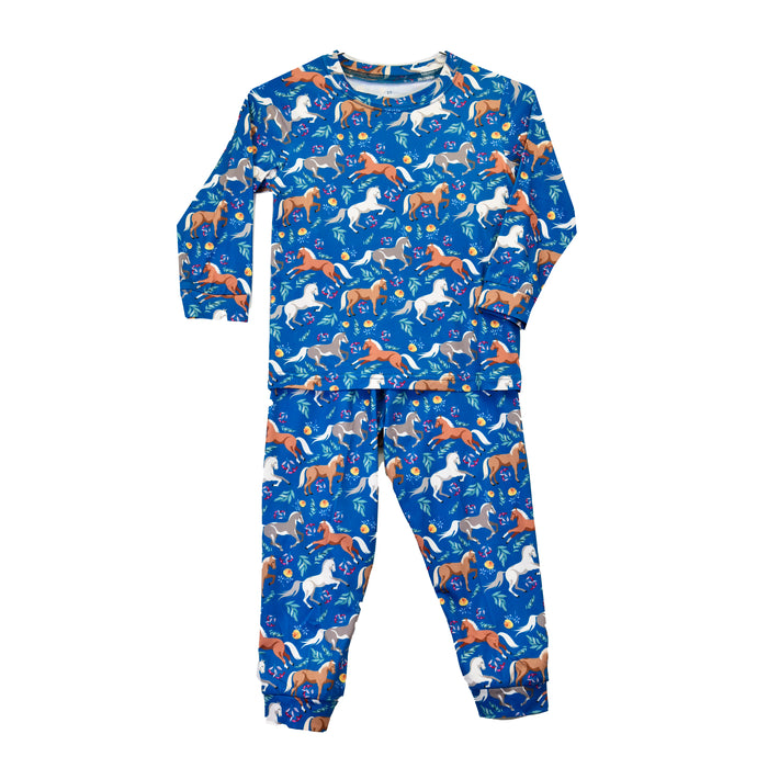 Infant/Toddler Girl's CH Turquoise "Horse Flowers" Pajamas from Cowboy Hardware