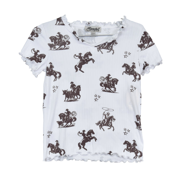 Infant/Toddler Girl's CH White "Desert Bronc" Short Sleeve Shirt from Cowboy Hardware