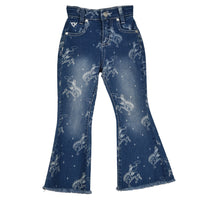 Infant/Toddler Girl's Medium Wash "Buck N Boots" Flare Leg Jeans from Cowboy Hardware