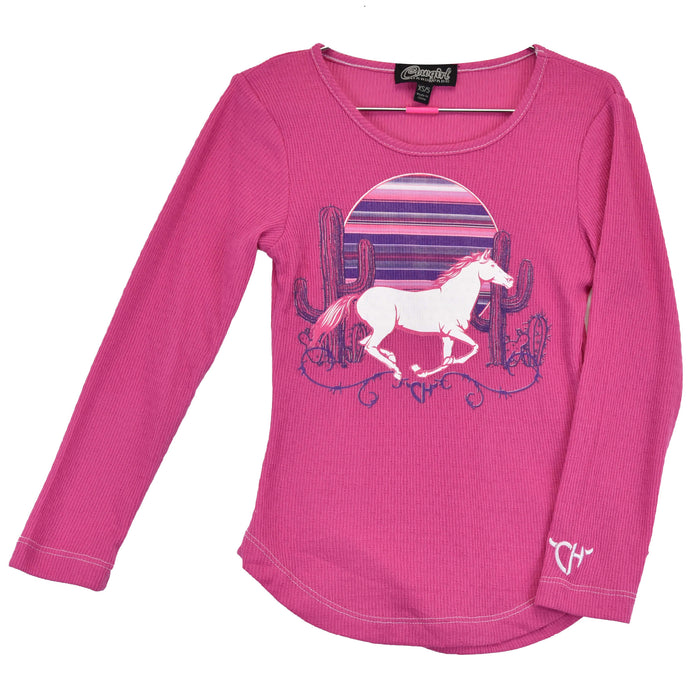 Infant/Toddler's Pink Long Sleeve Thermal Tee from Cowgirl Hardware