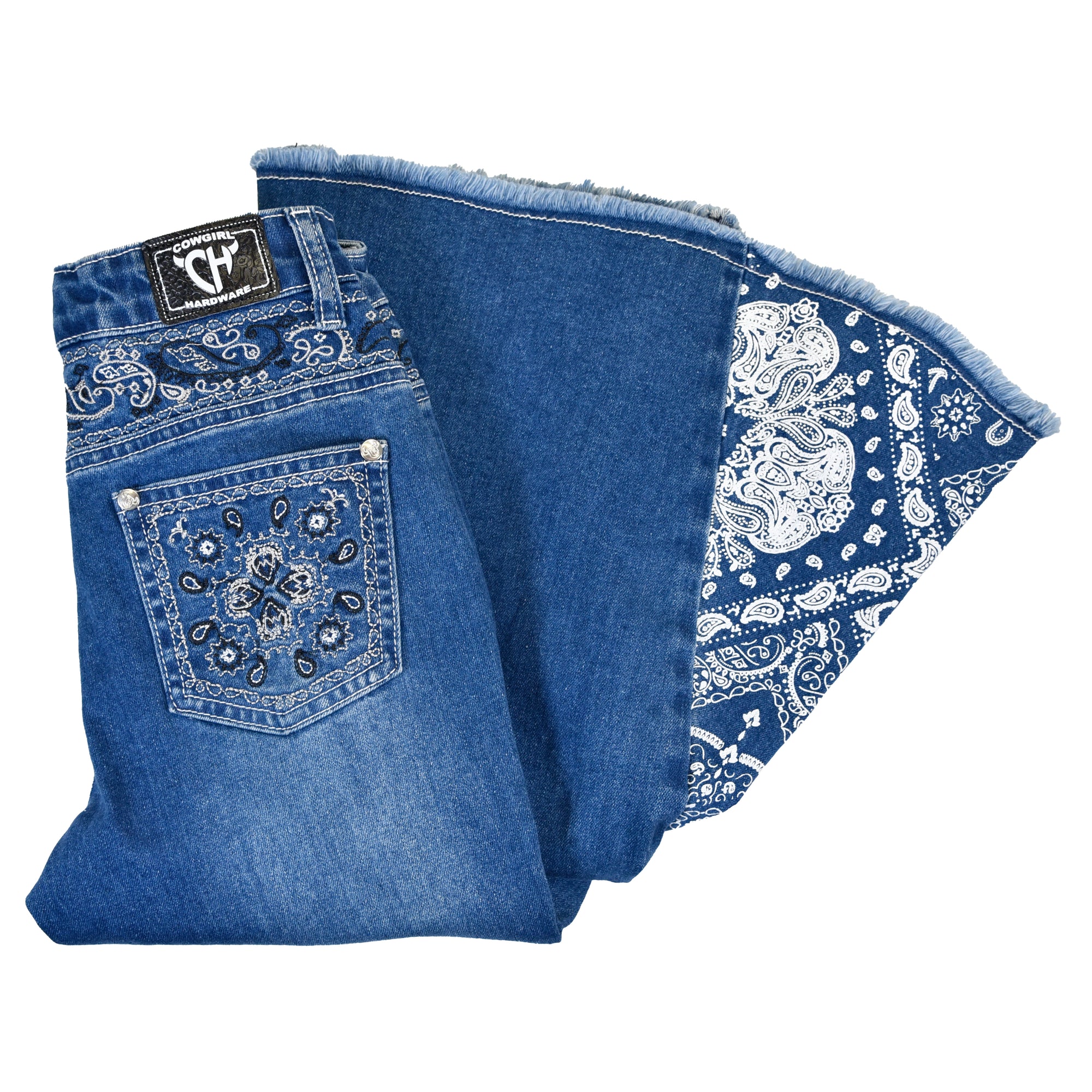 Youth Girl's Cowboy Hardware Medium Wash "Bandana" Jeans