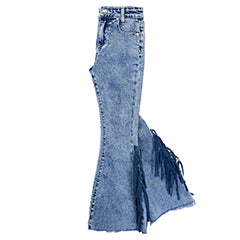 Youth Girl's Cowboy Hardware Medium Wash "Side Fringe" Jeans