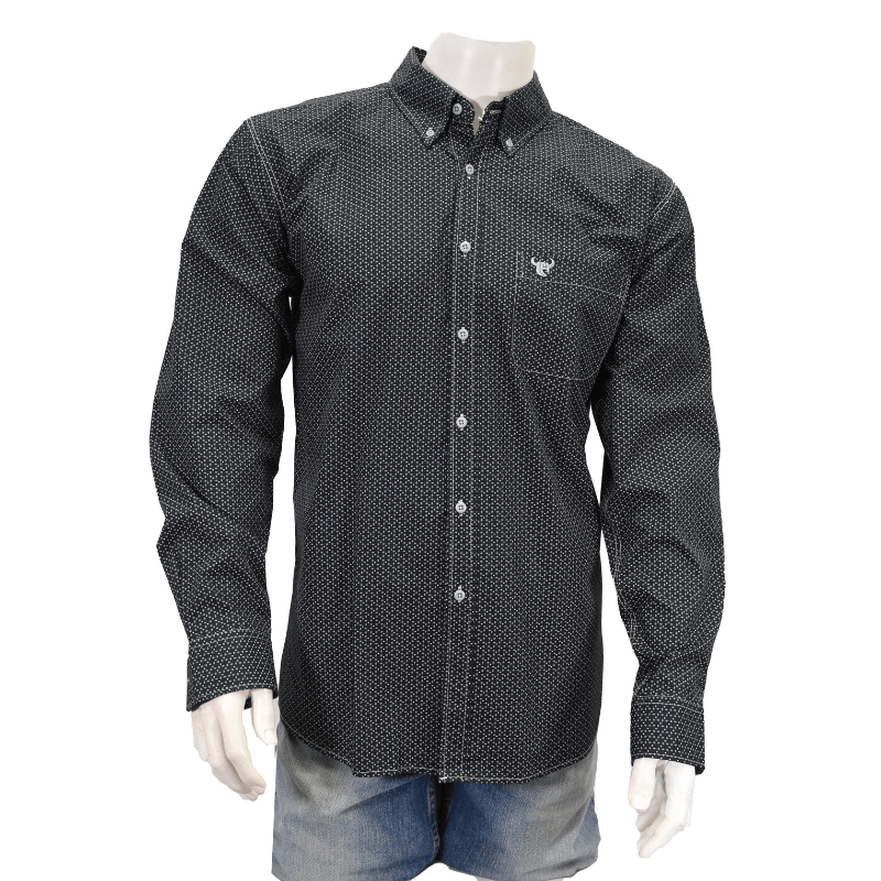 Men's Black Diamond Plate Long Sleeve Western Shirt with Buttons from Cowboy Hardware