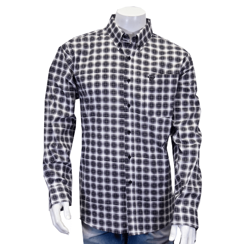 Men's Black Gradient Cube Long Sleeve Western Shirt from Cowboy Hardware