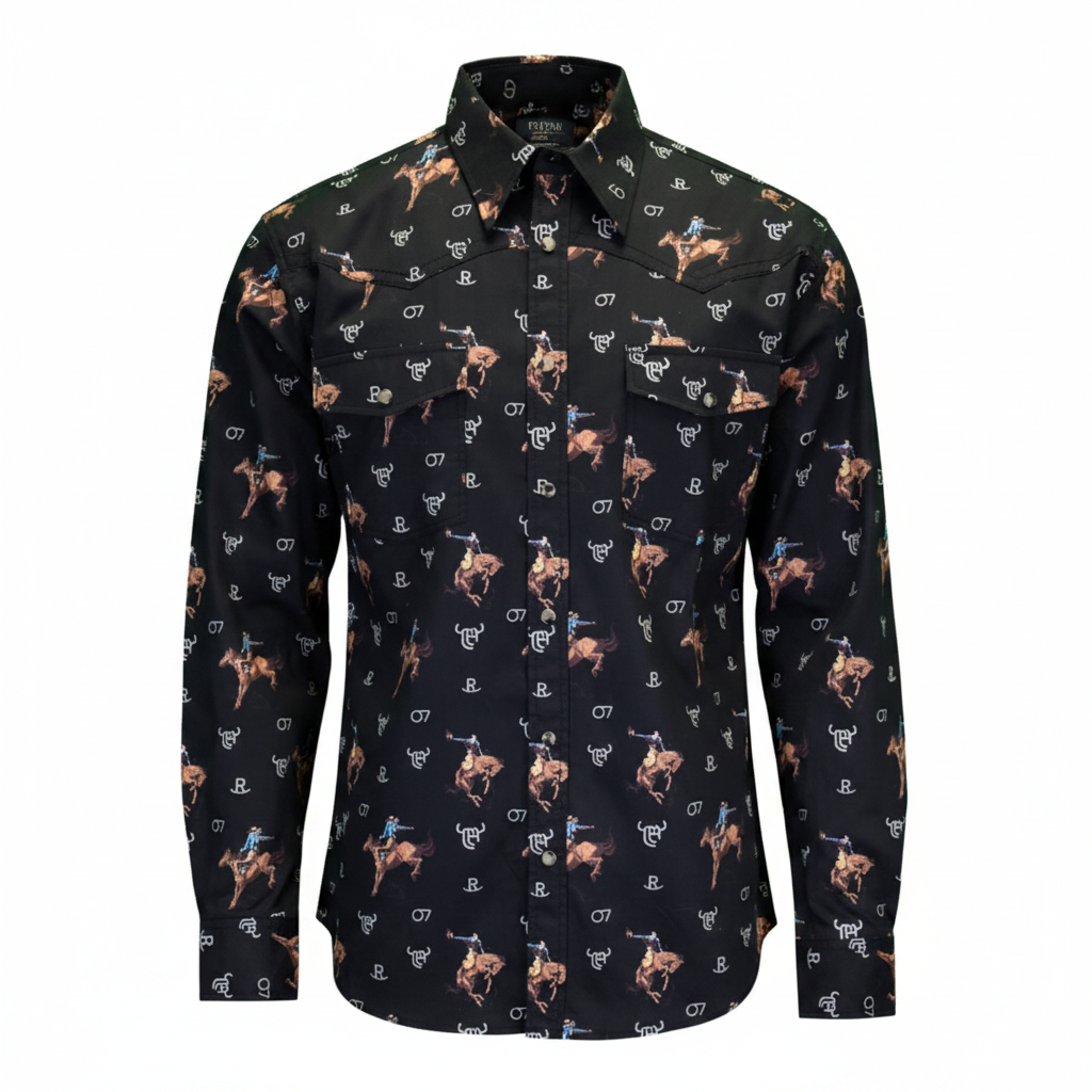Men's Black Vintage Bronc Long Sleeve Western Shirt from Cowboy Hardware