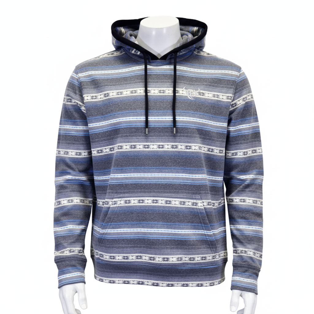Men's Black & Blue Striped Serape Fleece Hoody from Cowboy Hardware