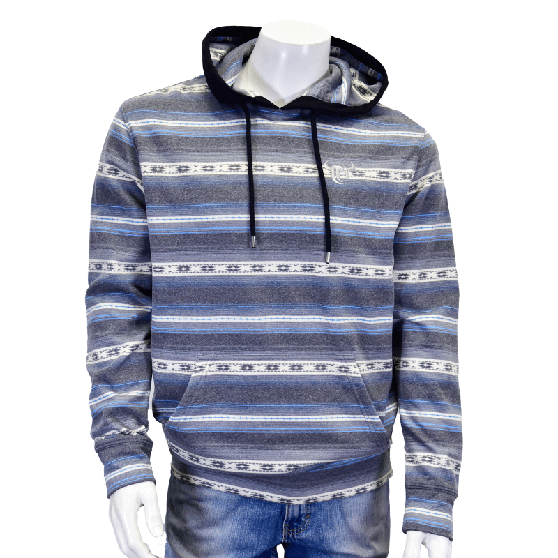 Men's Black & Blue Striped Serape Fleece Hoody from Cowboy Hardware