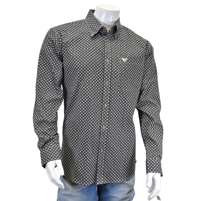Men's Cowboy Hardware Black "Cross Floral"  Long Sleeve Western Shirt