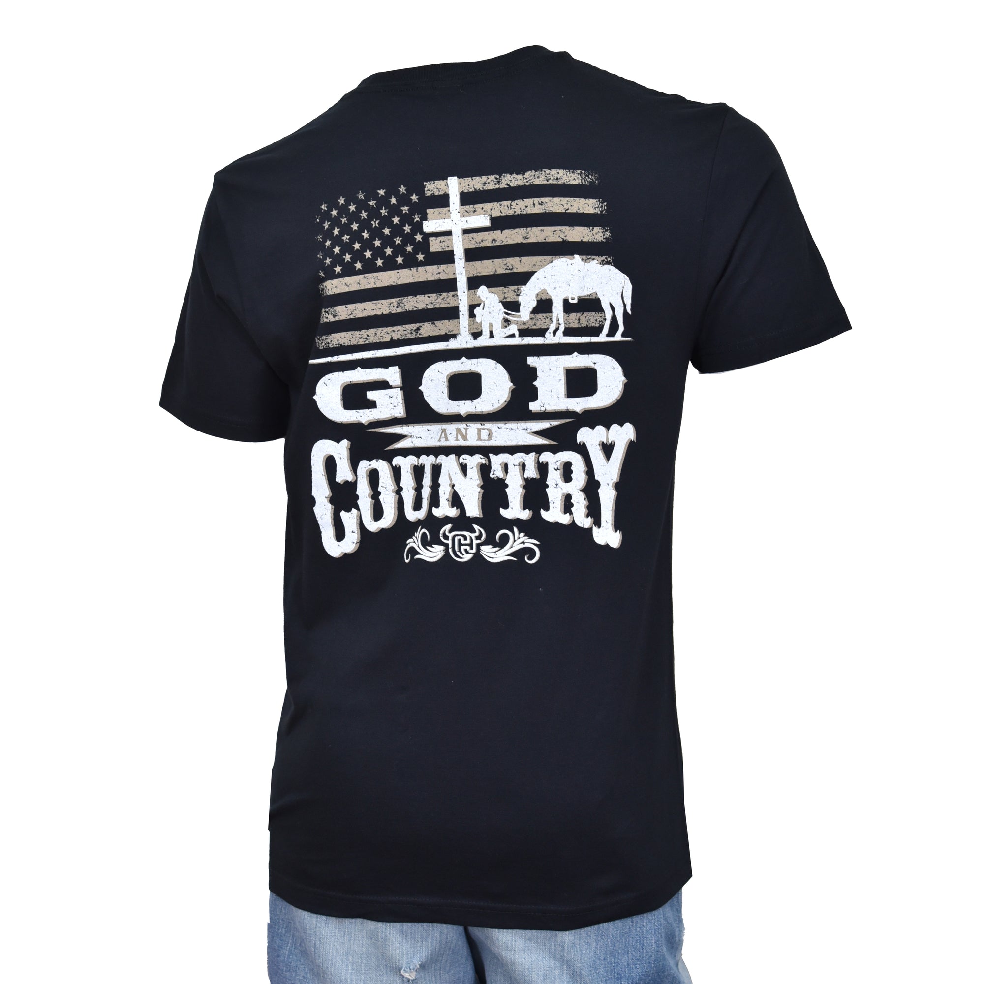 Men's Black "God & Country" Short Sleeve T-Shirt from Cowboy Hardware