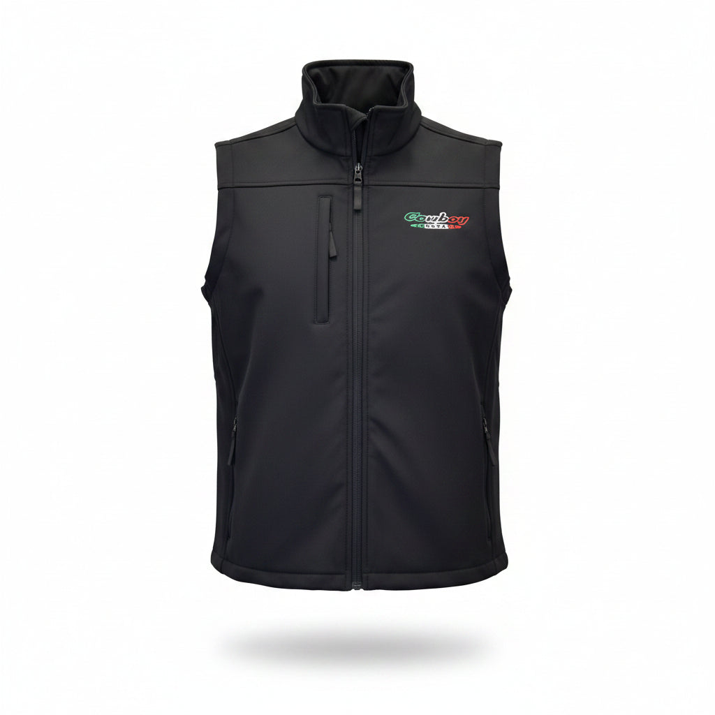 Men's Black "Hecho En Mexico" Polyshell Vest from Cowboy Hardware
