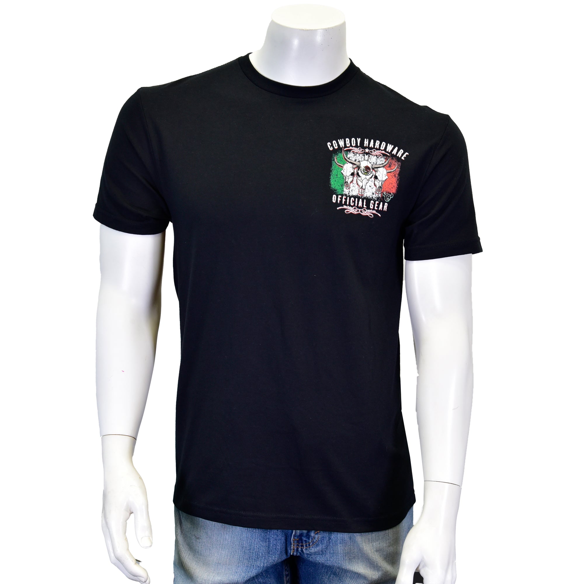 Men's Black "Mexican Triple Skull" Short Sleeve T-Shirt from Cowboy Hardware