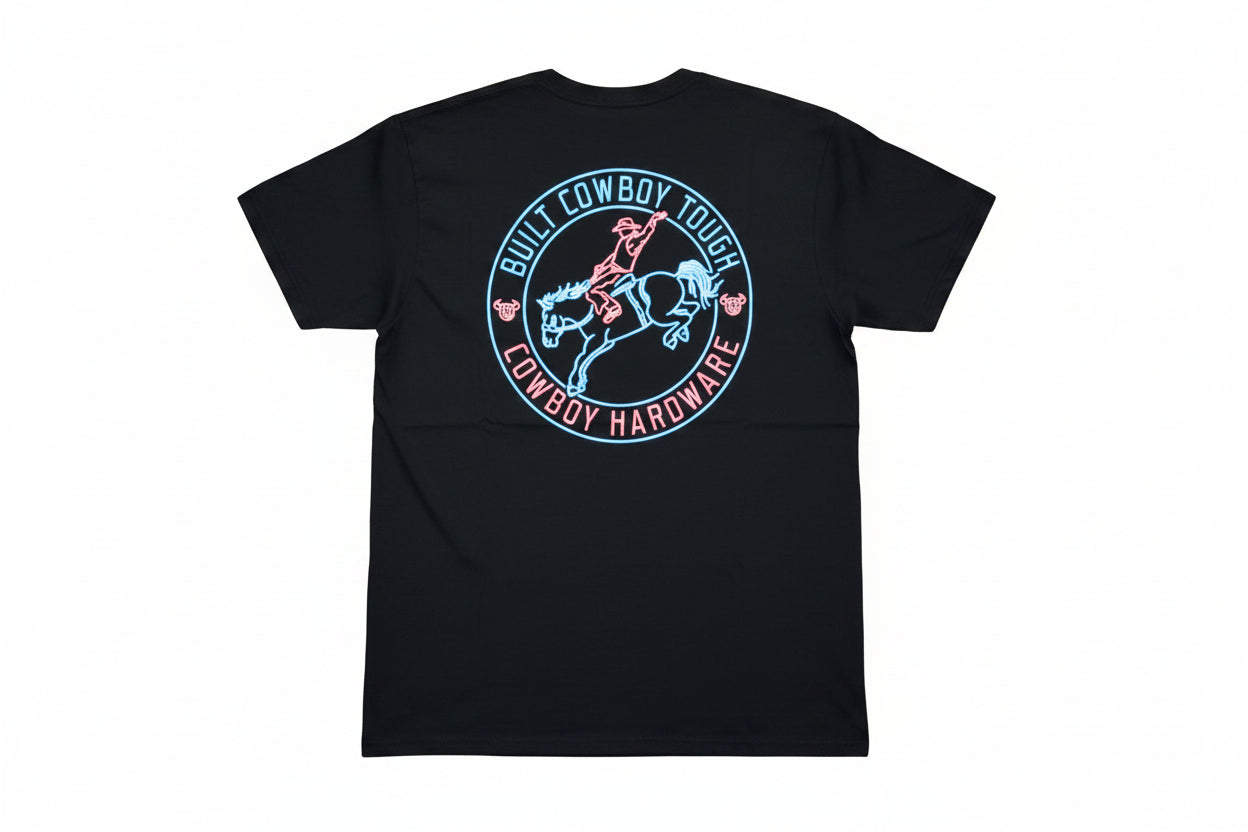 Men's Black "Neon Built Tough" Short Sleeve T-Shirt from Cowboy Hardware