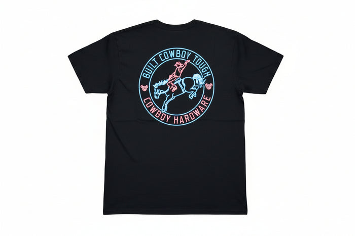 Men's Black "Neon Built Tough" Short Sleeve T-Shirt from Cowboy Hardware