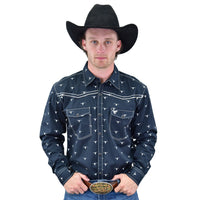 Men's Black "Scatter Skull" Long Sleeve Western Shirt from Cowboy Hardware