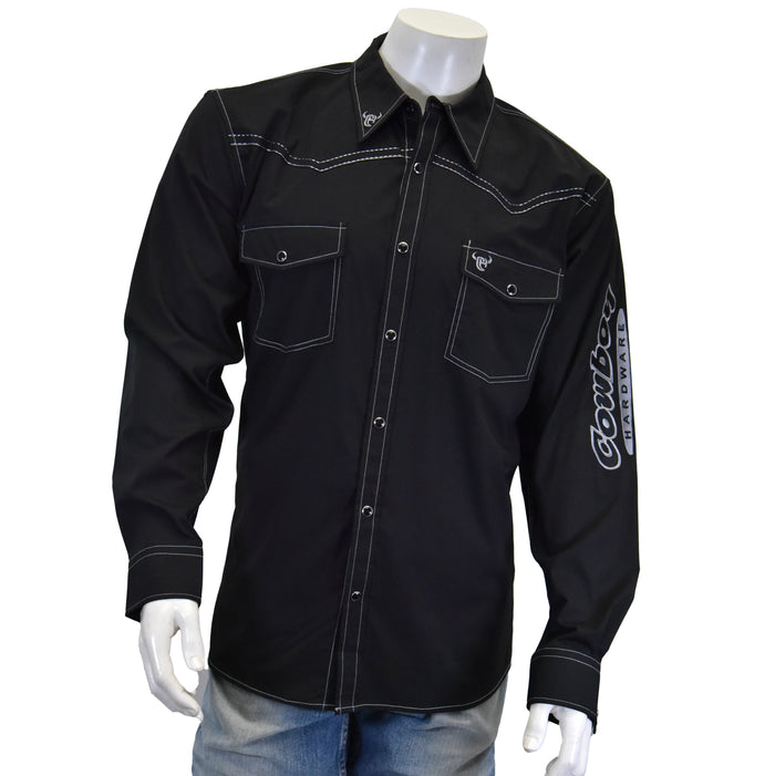 Men's Black "Solid" Long Sleeve Western Shirt from Cowboy Hardware