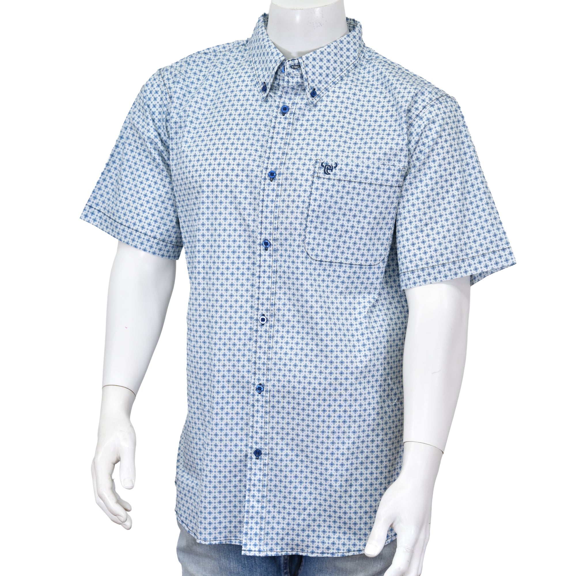 Men's Blue "McKay" Short Sleeve Western Shirt from Cowboy Hardware