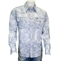 Men's Blue "Washed Paisley" Long Sleeve Western Shirt from Cowboy Hardware