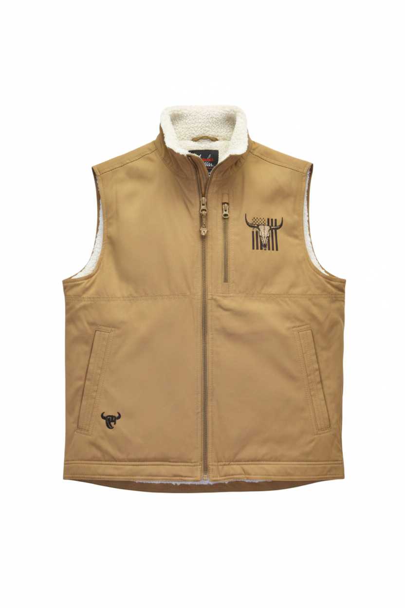 Men's Buckskin "Skull Flag" Conceal & Carry Vest from Cowboy Hardware
