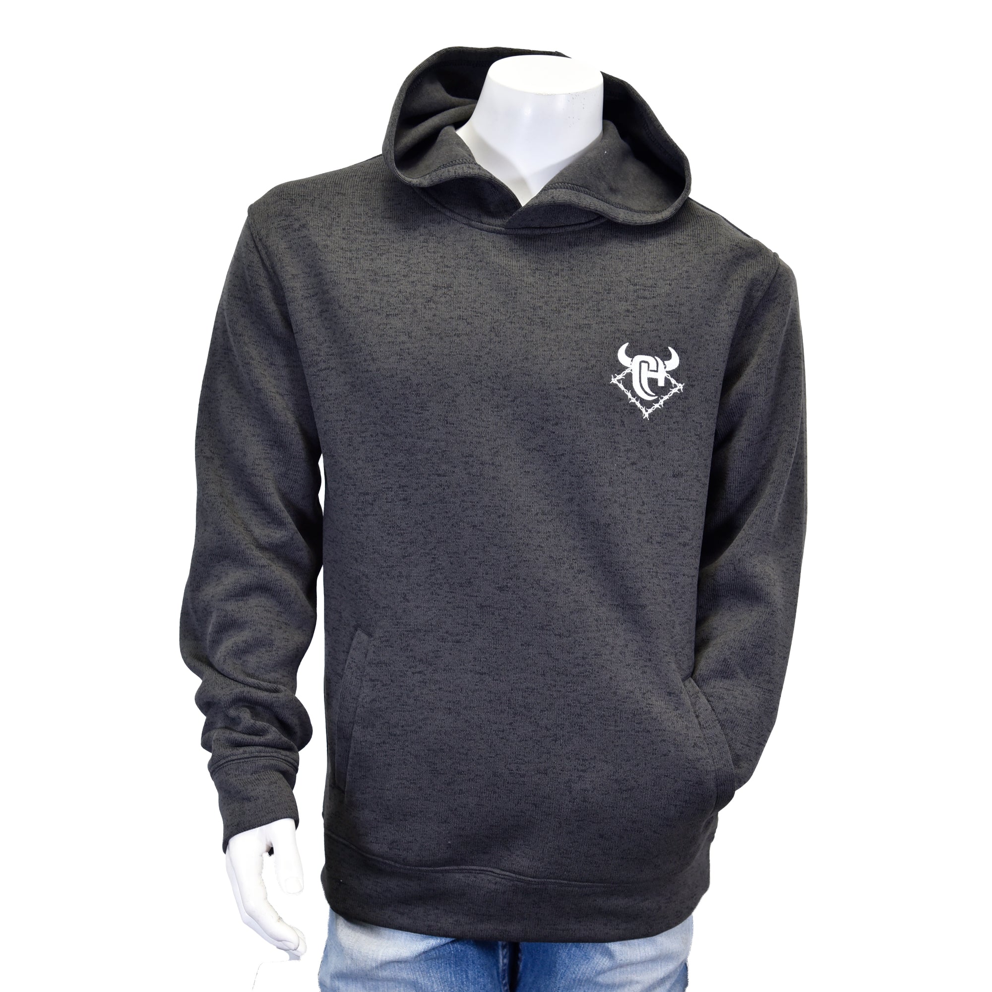 Men's CH Black "Barb CH" Speckle Fleece Hoody from Cowboy Hardware