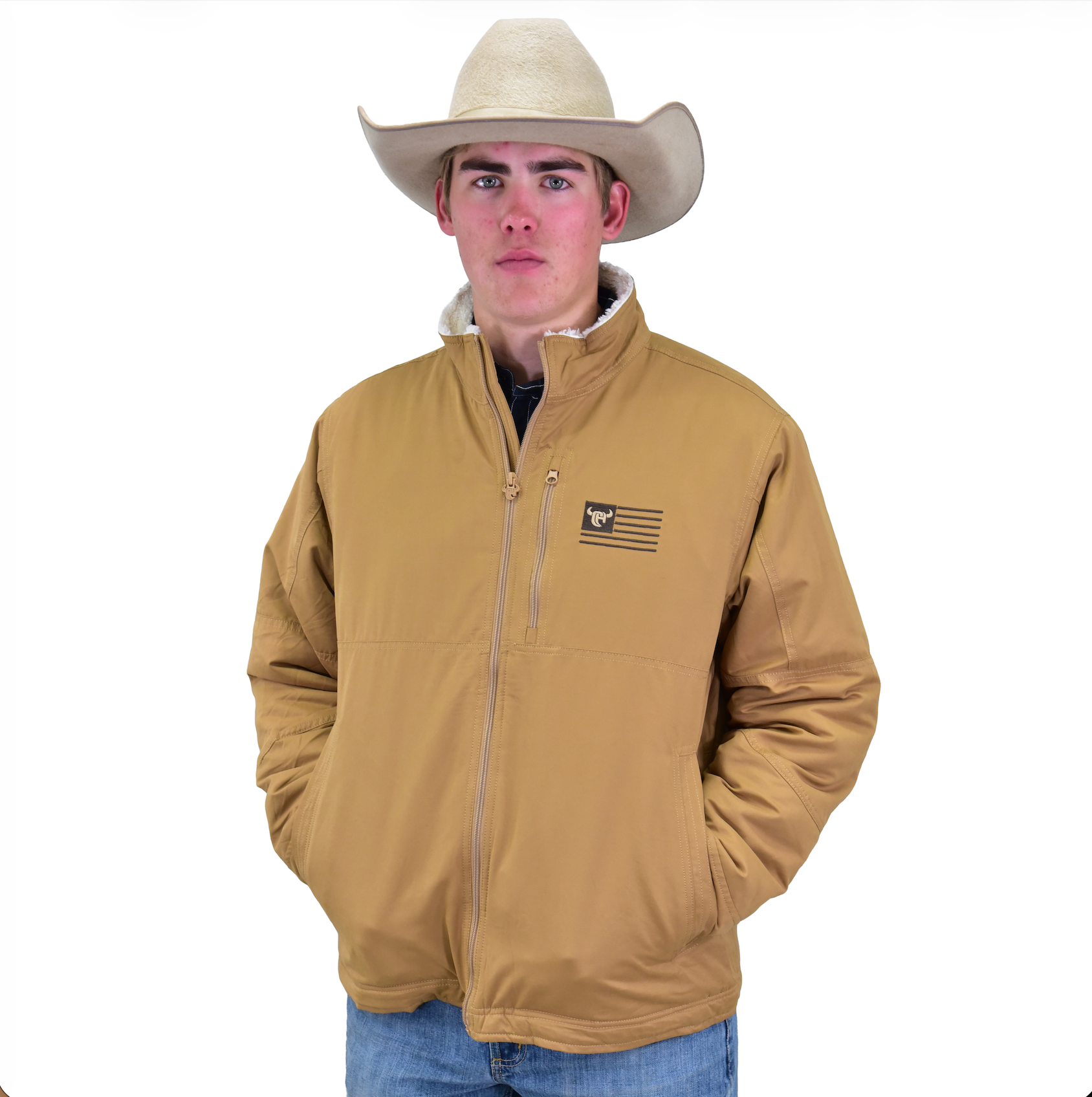 Men's CH Camel Tan "CH Flag" C & C Twill Jacket from Cowboy Hardware