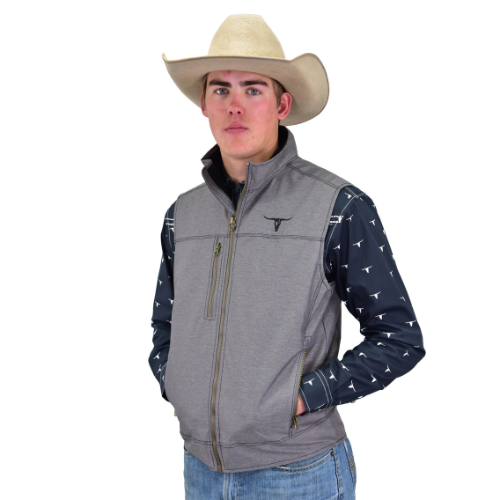 Men's CH Charcoal "Longhorn" Tech Woodsman Vest from Cowboy Hardware