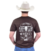 Back view Men's CH Dark Brown "Outlaw Whiskey" Short Sleeve T-Shirt from Cowboy Hardware