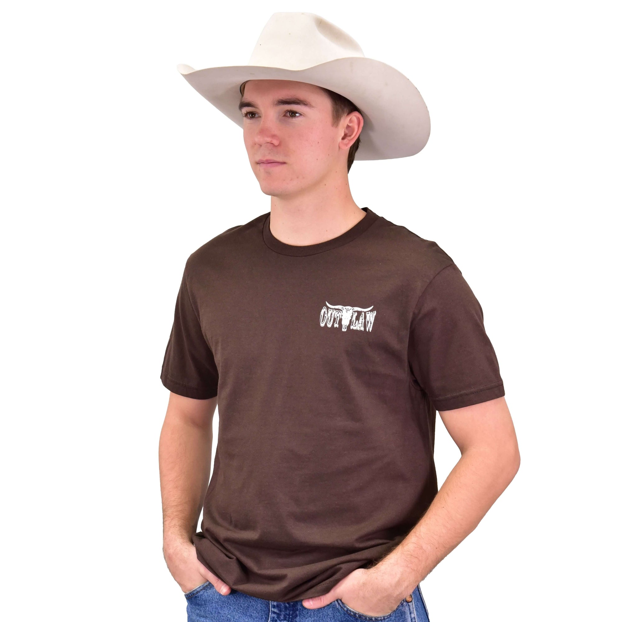 Men's CH Dark Brown "Outlaw Whiskey" Short Sleeve T-Shirt