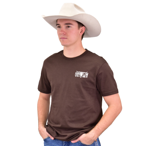 Men's CH Dark Brown "Outlaw Whiskey" Short Sleeve T-Shirt from Cowboy Hardware
