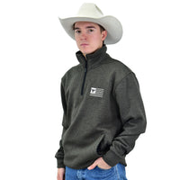Men's CH Heather Black "CH Flag" Speckle Fleece Cadet from Cowboy Hardware