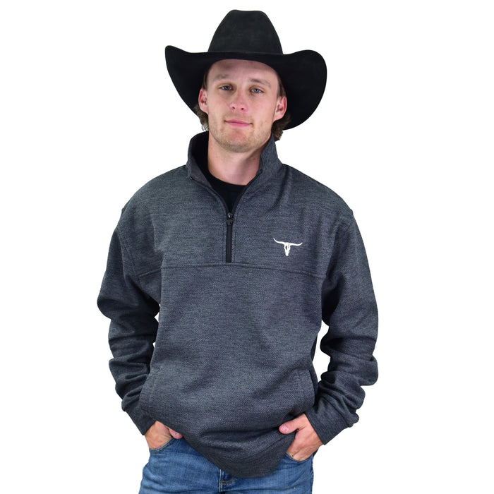 Men's CH Heather Black "CH Longhorn" Fleece Cadet from Cowboy Hardware